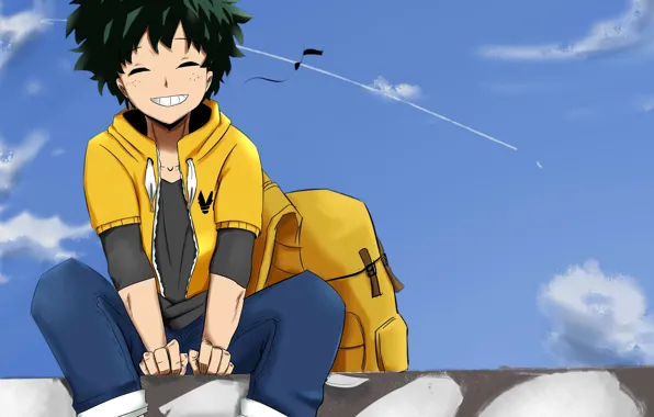 The sky, smile, guy, My Hero Academia, Boku No Hero Academy, My Hero Academy, Isuku …