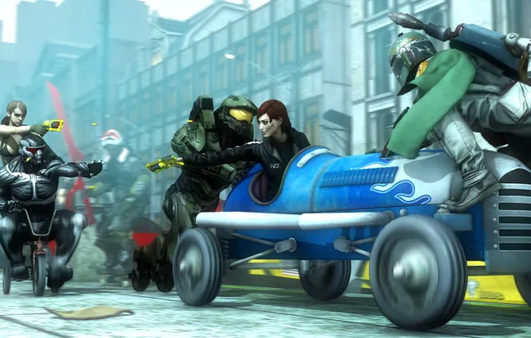 Girl, race, red, star wars, mass effect, art, crysis, halo