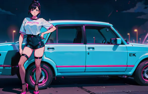 Picture night, neon, synthwave