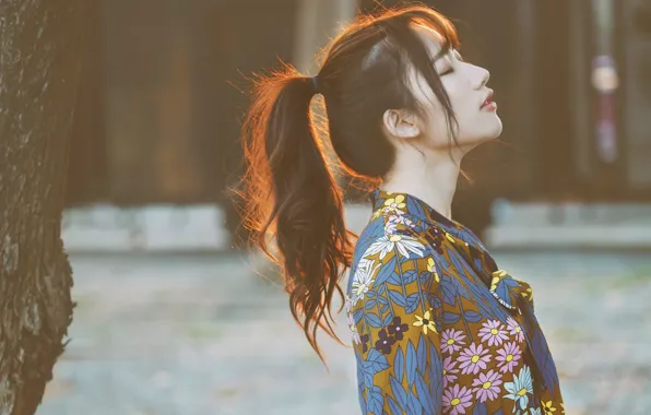 Background, beauty, profile, Asian