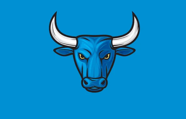 Blue, minimalism, bull, bull