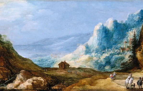 Home, Road, Mountains, People, Picture, Horse, Jan Brueghel The Elder, Dutch artist