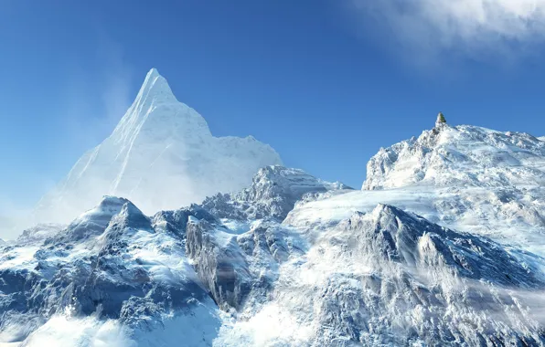 Snow, mountains, tops, glacier, Lone Spruce