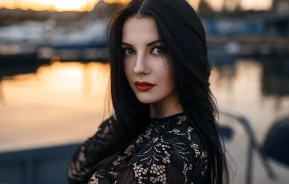 Look, model, portrait, the evening, makeup, brunette, beauty, promenade