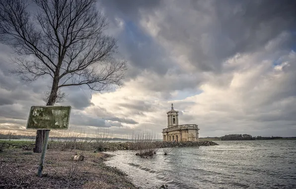 Nature, lake, building