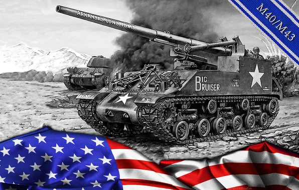 Picture American, SAU, World of tanks, WoT, world of tanks, self-propelled artillery, m40/m43