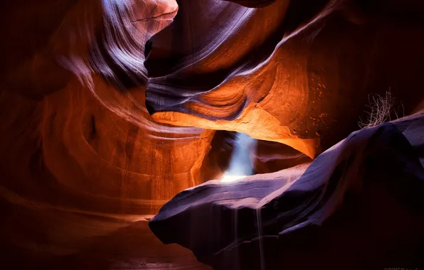 Sand, light, rocks, texture, Antelope Canyon