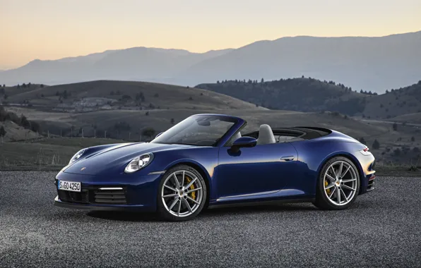 Mountains, blue, 911, Porsche, convertible, Cabriolet, Carrera 4S, 992