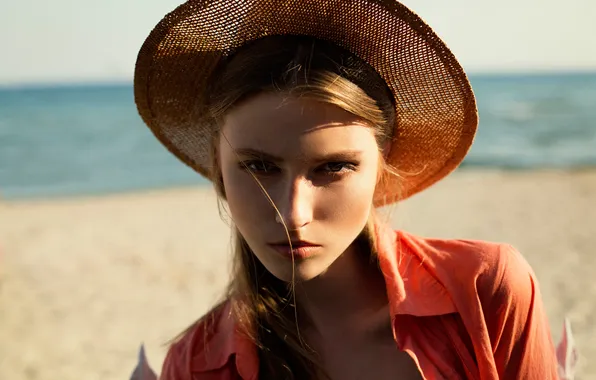 Portrait, hat, the beauty, Sunny