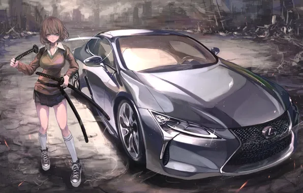 Machine, girl, the city, art, swords, terabyte (rook777)