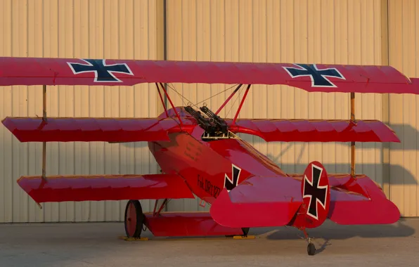 Picture fighter, war, Triplane, world, First, during, Fokker DR1, (replica)