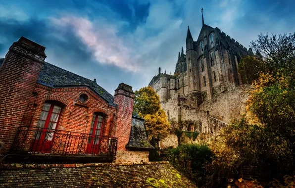 Picture the sky, clouds, castle, France, hdr, Normandy, Mont-Saint-Michel
