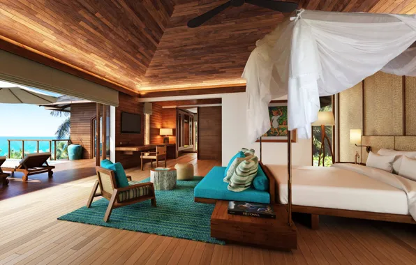 Interior, Bungalow, Seychelles