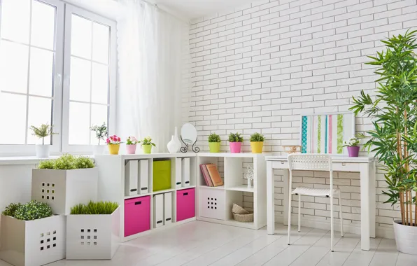 Flowers, furniture, interior, box, children's room