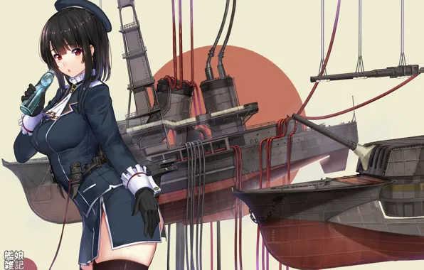 Look, girl, weapons, art, kantai collection, takao