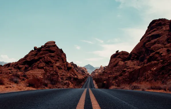 Road, the sky, nature, rocks, dal