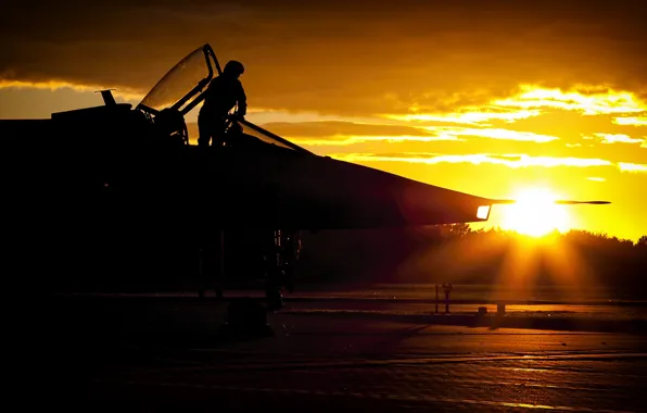 Picture dawn, Jaguar, pilot, the airfield, fighter-bomber, SEPECAT