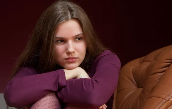 Girl, face, hair, brooding, Aurika, Aurika