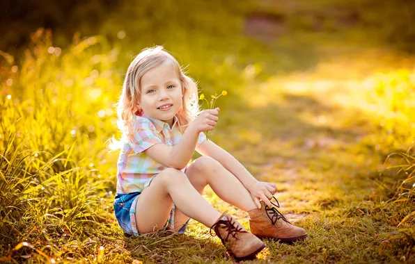 Picture light, joy, happiness, childhood, smile, shoes, girl