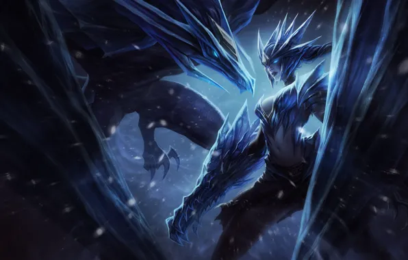 Fantasy, Dragon, Art, Winter, Snow, League of Legends, Ice, Illustration