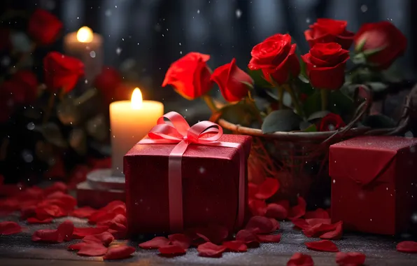 Love, flowers, gift, romance, heart, roses, love, happy