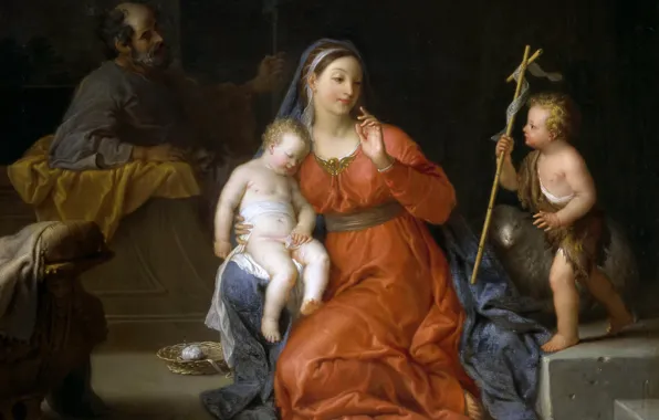 Picture, religion, mythology, Michel-Ange Houasse, The Holy Family with Saint John the Baptist