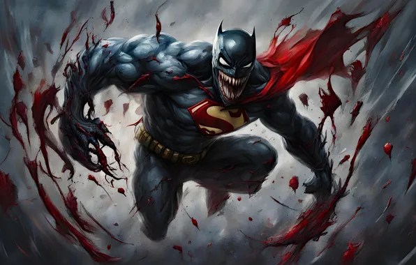 Picture blood, digital art, superhero, Venom, super villain, AI art