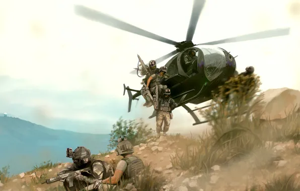 War, art, helicopter, storm, operation, fighters, landing, Arma 3