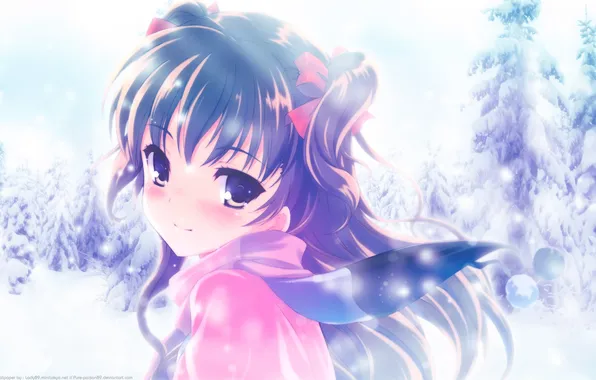 Picture winter, anime, art, girl