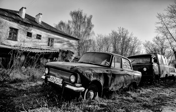 Machine, house, monochrome