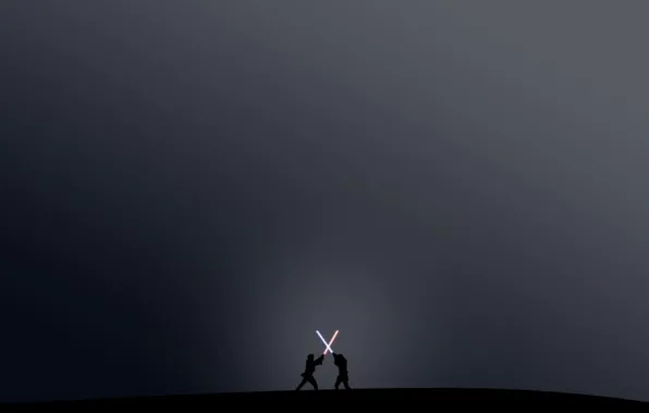 The film, dark, battle, swords, star wars