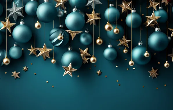 Decoration, the dark background, gold, balls, New Year, Christmas, golden, new year