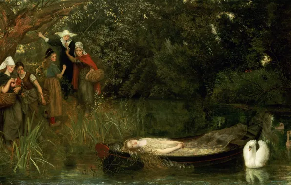 Swan, Arthur Hughes, Lady Shallot, 1872-1873