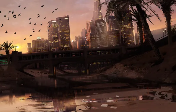 The city, art, America, GTA V, The Saints