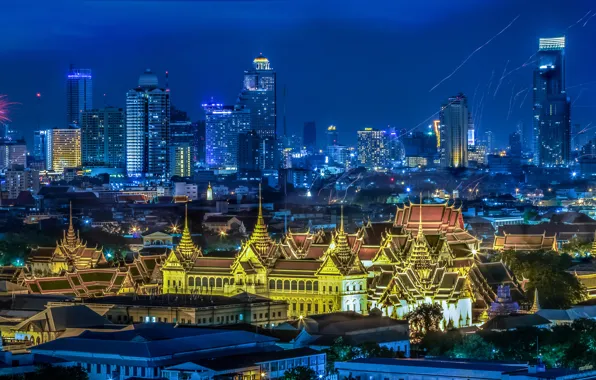 Night, lights, holiday, home, panorama, Thailand, festival, Bangkok