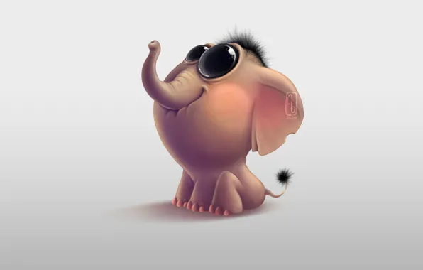 Grey background, funny, by Florianne Becker, baby mammoth
