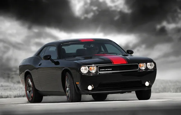 Black, Dodge Challenger, rallye redline