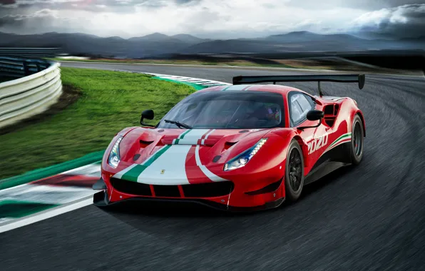 Turn, Ferrari, sports car, track, Evo, GT3, 488, Ferrari 488