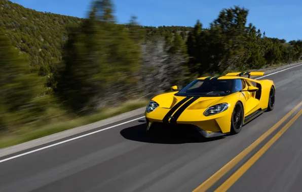Car, Ford, Ford GT, yellow, race, speed, fast