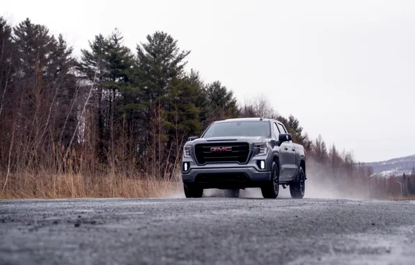 Road, wet asphalt, pickup, 2018, GMC, Sierra, Crew Cab, 2019