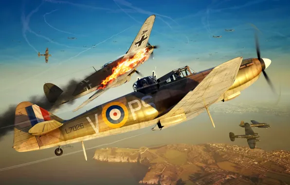 Picture fighter, Bomber, He 111, Heinkel 111, Boulton Paul Defiant Mk.I, Defiant Mk.I