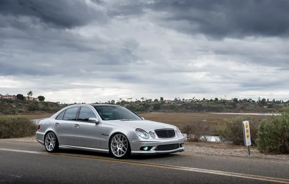 Silver, silver, mercedes, Mercedes, amg, AMG, e-class, e55