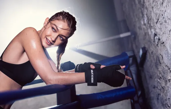 Look, pose, wall, model, the ring, ropes, bandages, gym