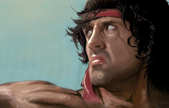 Picture Painting, Sylvester Stallone, Rambo, Artwork, Rambo