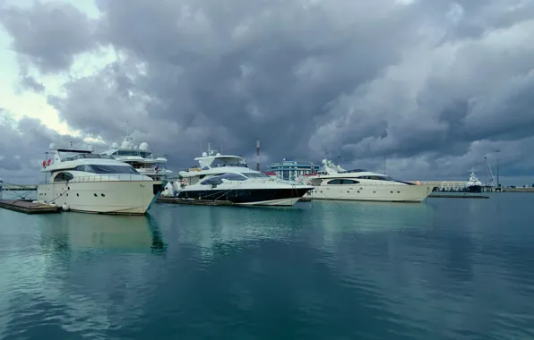 Sea, yachts, the evening, Sochi