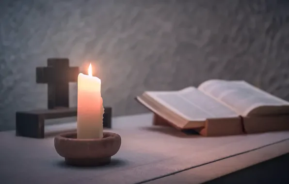 Background, candle, book