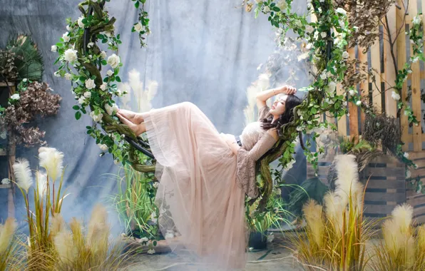 Girl, flowers, ideal, roses, girl, Asian, Nega, asian