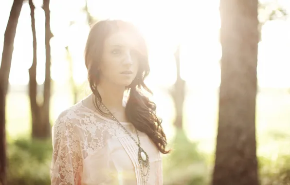 Look, girl, brunette, pendant, Ashley