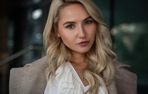 Look, Girl, blonde, hairstyle, coat, Andrey Vechkenzin