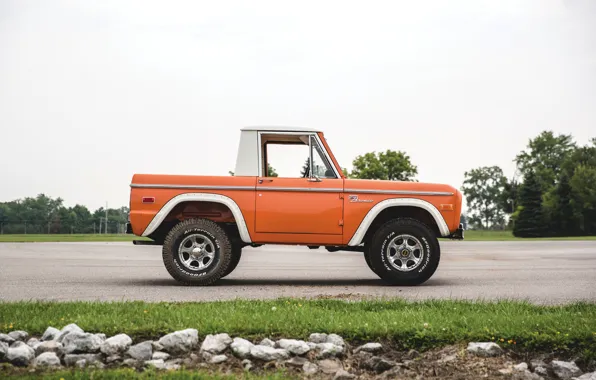 Picture orange, Ford, side view, Bronco, Half Cab